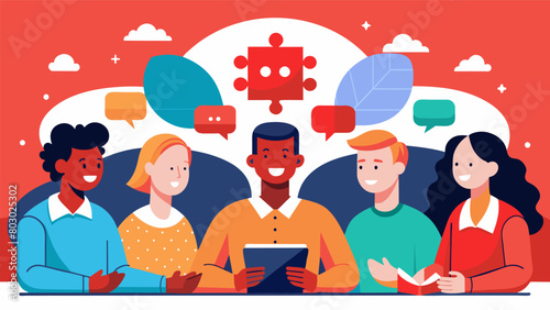 At a TEDx event a panel of mental health advocates share insights on how society can better accommodate and embrace differences in mental health.. Vector illustration