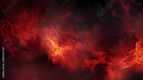 Red Inferno: Black Abstract Background with Flame and Smoke