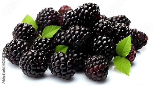 Blackberries on Path: Mulberry Pile Isolated with White Background for Macro