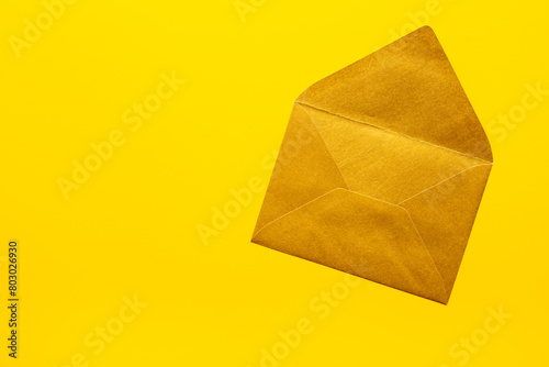 Blank paper envelope for letters. Space for text, top view