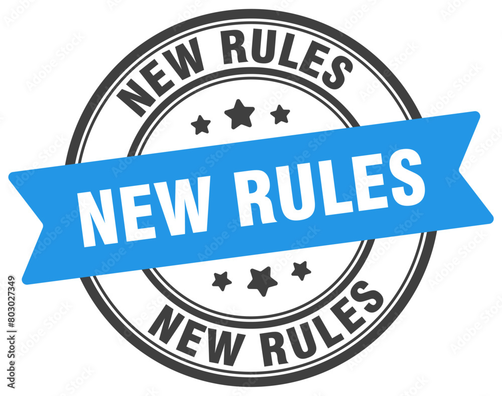 new rules stamp. new rules label on transparent background. round sign