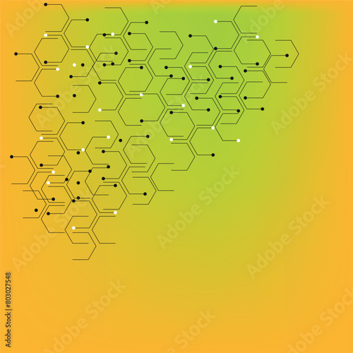 Abstract geometric yellow technological hexagon background