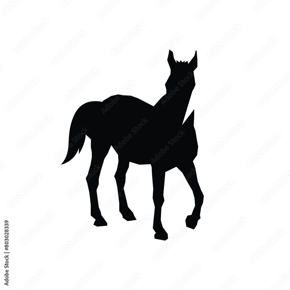 Horse silhouette black and white simple pose Horse silhouette black and white simple pose