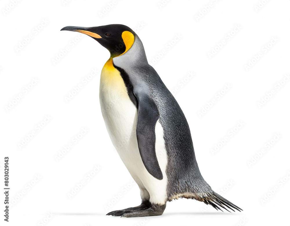 Obraz premium Kaiserpinguin auf zwei beinen isoliert auf weißen Hintergrund, Freisteller