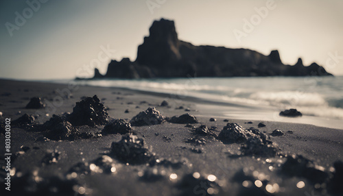 beach with volcanic sand photo