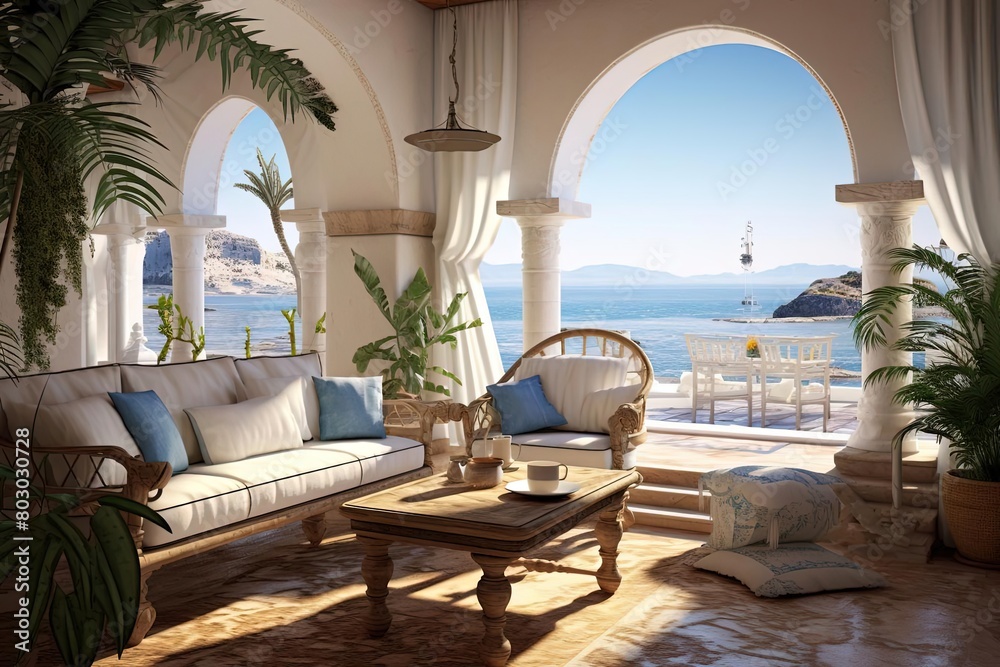 Inspired Ocean Blue View Living Room