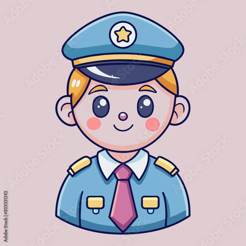 Minimalist doodle featuring a Police Officer, Generative AI