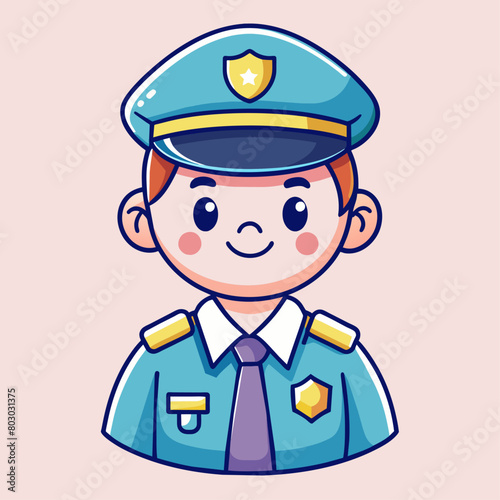 Minimalist doodle featuring a Police Officer, Generative AI