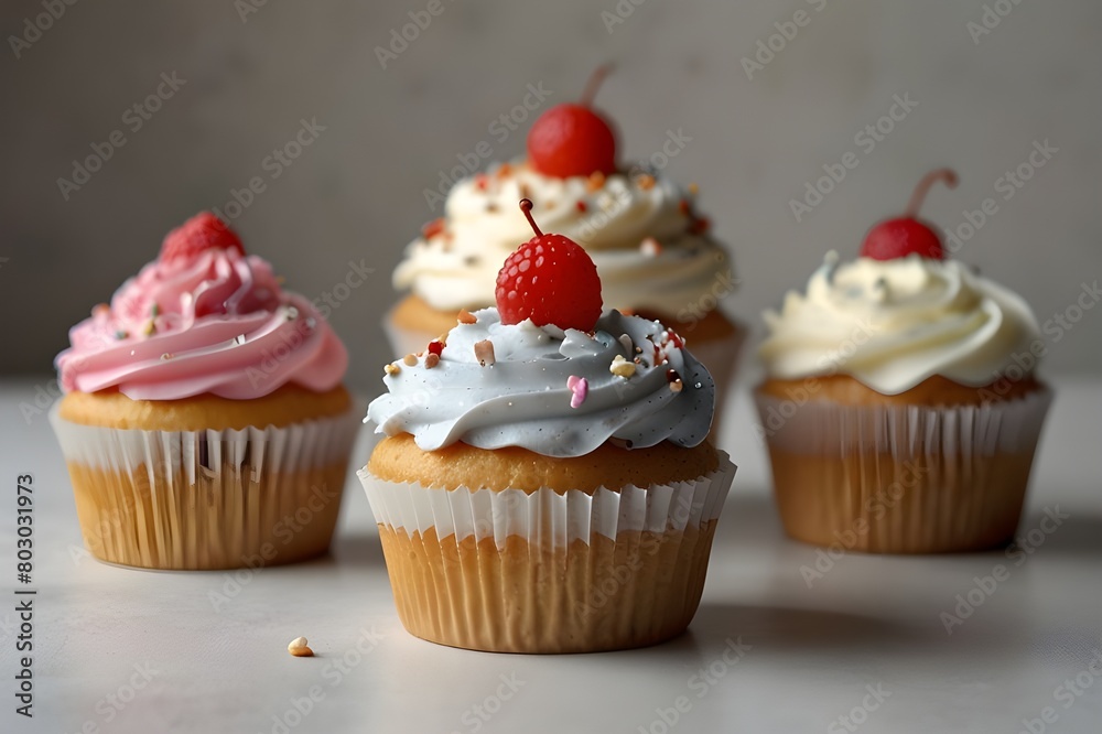 Sweet cupcakes isolated on white
