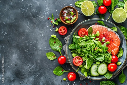 Tantalizing grilled salmon steak exquisitely arranged on a clean, white serving plate