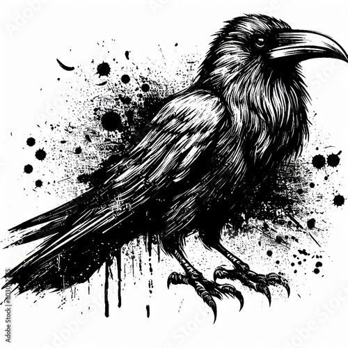 Illustration grunge Raven  photo