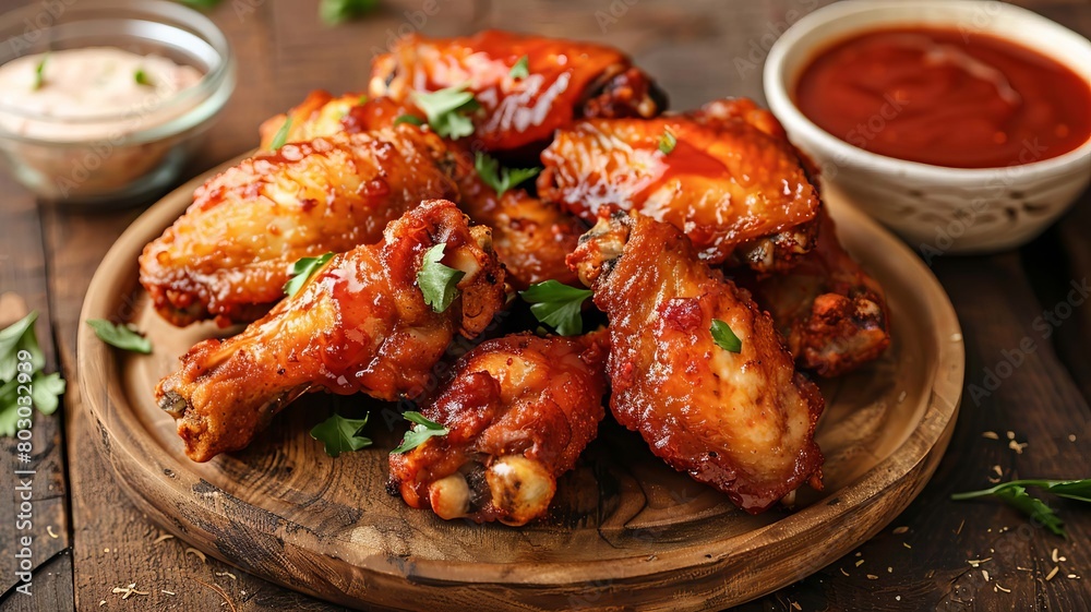 fried chicken wings with sauce, Generative AI, fried chicken wings with sauce, Generative AI,