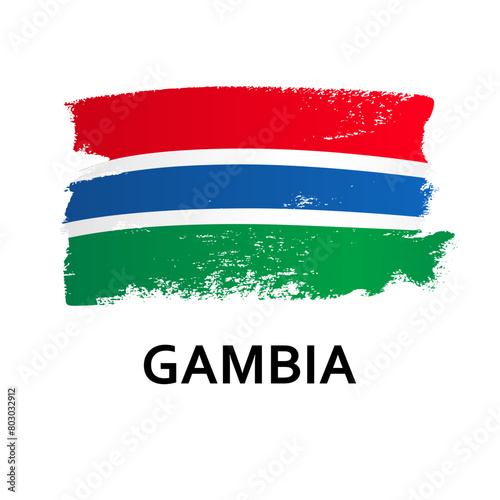 National symbols - flag of Gambia isolated on a white background. Hand-drawn illustration. Flat style.  