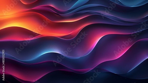 Vibrant digital illustration of flowing neon waves with a sleek black background, perfect for modern design projects