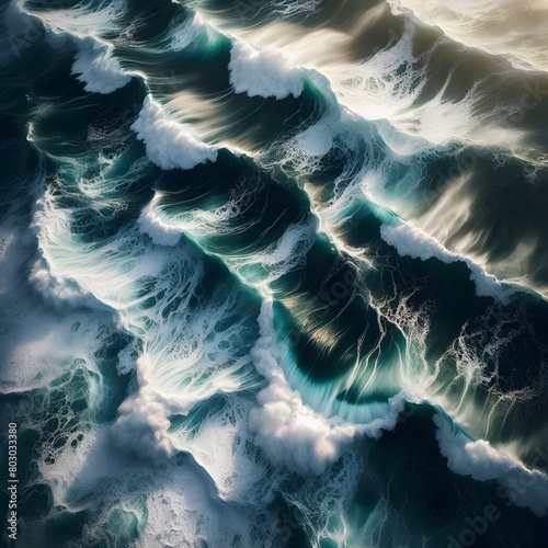 Abstract background with stormy ocean waves. 3d render illustration generated by ai