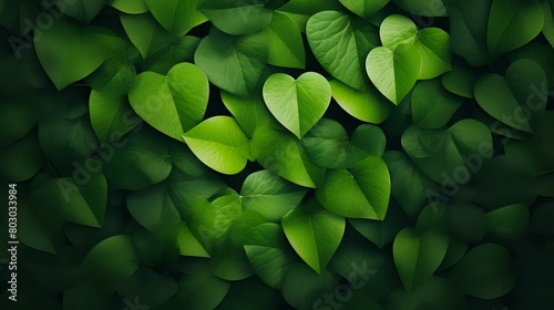 Green Environment Affection: Heart Leaves Background Love Concept photo
