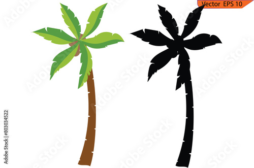 Palm tree isolated on transparent. Palm tree silhouette. Palm tree , clipart, black palms, Eps 10.	