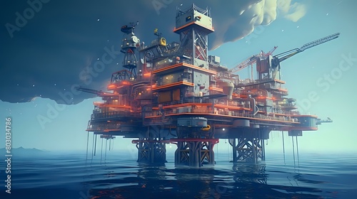Remote Oil & Gas: Wellhead Platform, Raw Material for Onshore Refinery photo