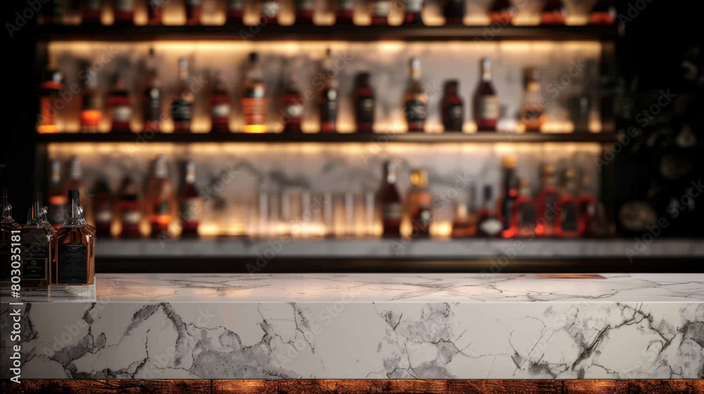 Classic bar interior with marble counter
