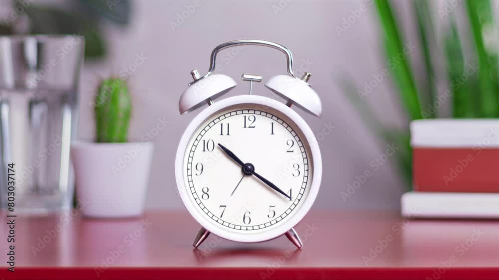 Classic white clock 24 hours timelapse. Day and Night, Time is running. Looped stopmotion animation footage 4k