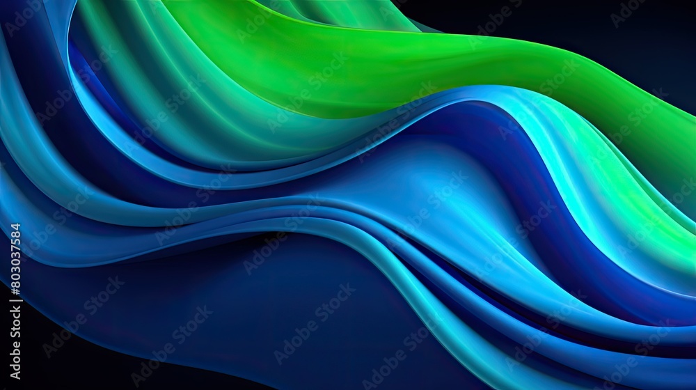 Bursting silk waves in electric blue and neon green Bursting silk waves in electric blue and neon green
