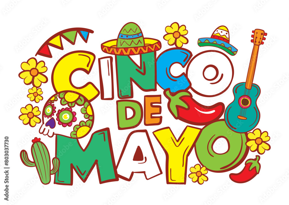 Fototapeta premium Cinco de mayo holiday flyer or banner for Mexican fiesta celebration, vector background. Mexico 5 May holiday festival or party event poster