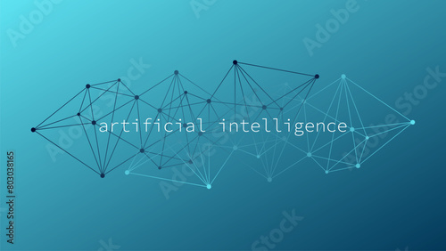 Artificial intelligence. Triangle blue gradient network pattern. Deep learning. Smart digital technology. AI vector illustration for science, concept design, business. Abstract background