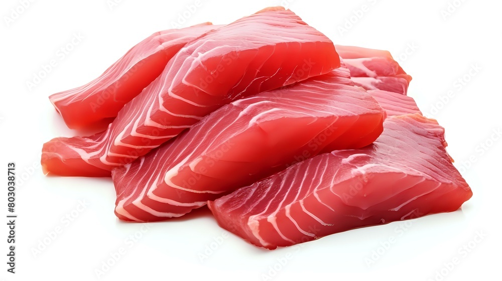 Savoring Raw Tuna: Delicious Sashimi, Healthy Culinary Choice, White Background