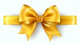 Isolated Yellow Bow: Bright Ribbon, Transparent or White Background