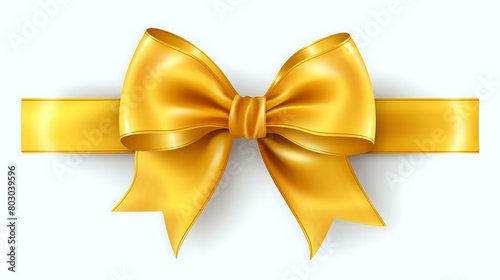 Isolated Yellow Bow: Bright Ribbon, Transparent or White Background