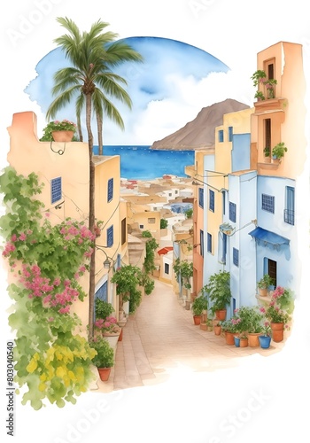 Cabo Verde Country Landscape Illustration Art © PikGrand