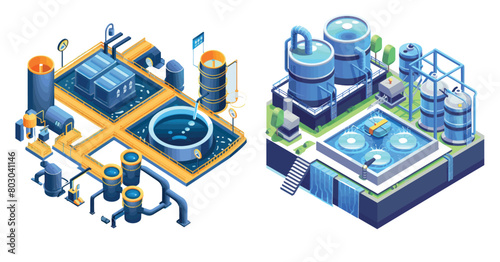 Conceptual illustration of an water  purification and  treatment system