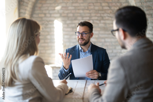 Banker have meeting with his clients