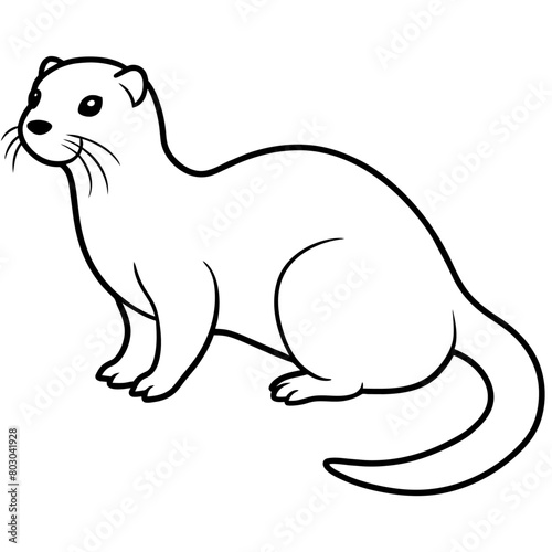 realistic Otter vector illustration, solid white background (16)