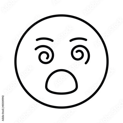 Dizzy emoji icon, dizziness expression vector design
