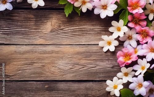 Spring Blossoms on Wooden Background
