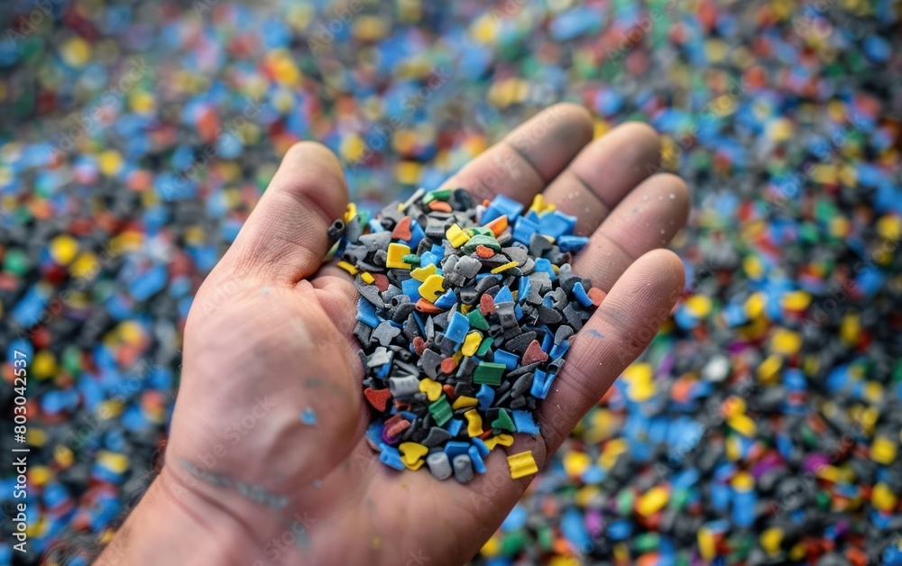 Hand Holding Colorful Plastic Pieces Hand Holding Colorful Plastic Pieces