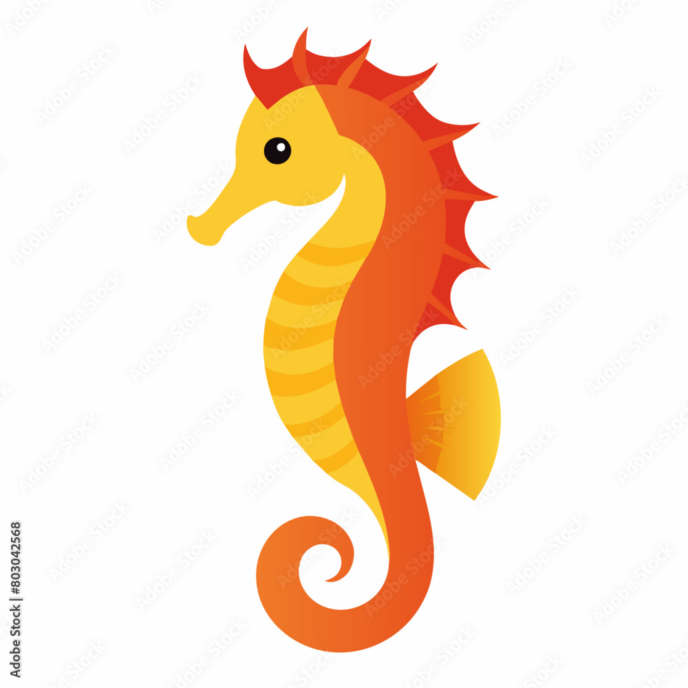 Obraz premium Seahorse vector illustration, solid white background (2)