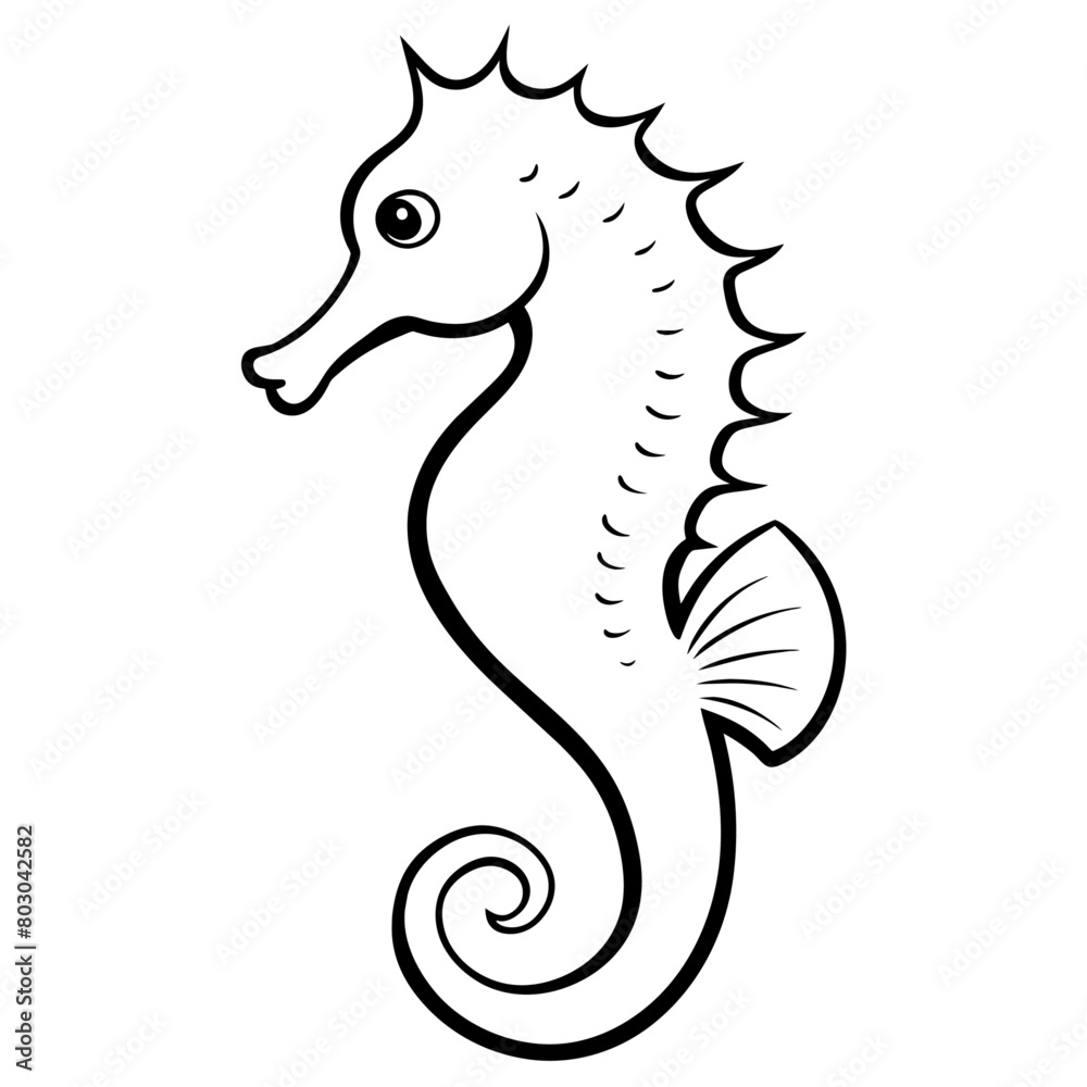 Seahorse vector illustration, solid white background (4)