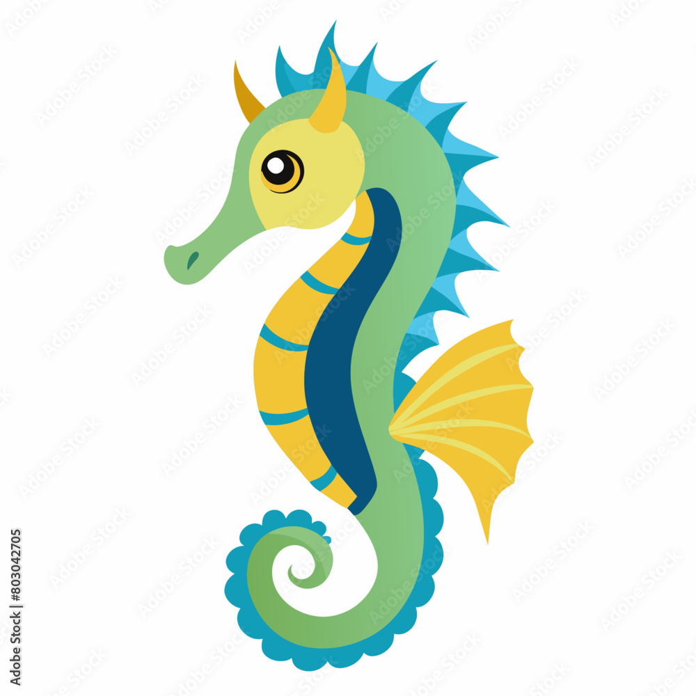 Fototapeta premium Seahorse vector illustration, solid white background (20)