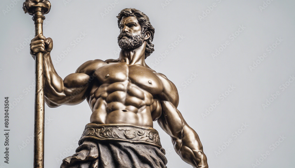 statue of Hercules, isolated white background, copy space for text 

