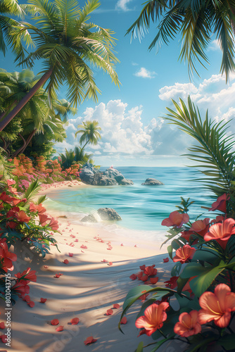 Beautiful summer posters and banners with copy space, 3d, illustration