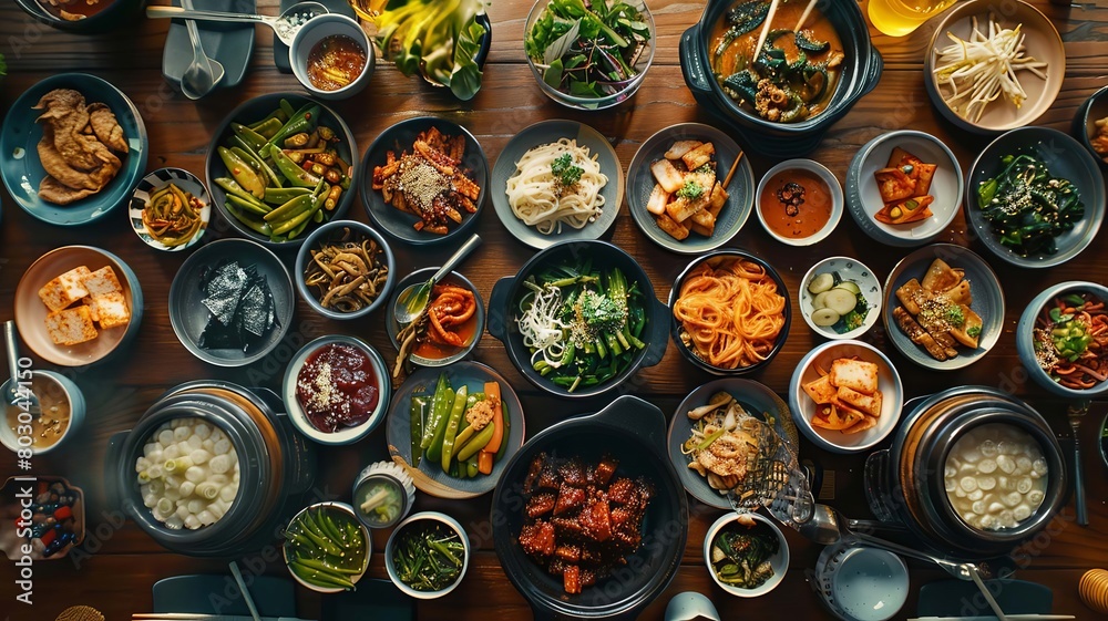 korean food on the table, Generative AI,