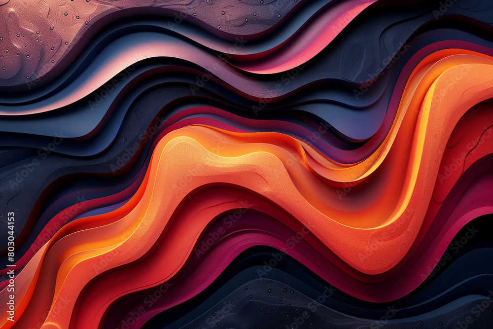 Obraz premium Illustration of abstract background with wavy patterns and geometric circle shape, 3d, illustration