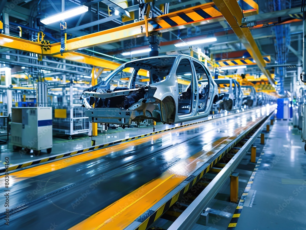 Vibrant image of a state-of-the-art automobile manufacturing plant