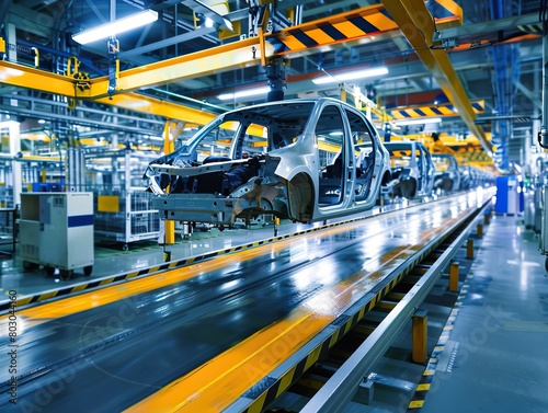Vibrant image of a state-of-the-art automobile manufacturing plant