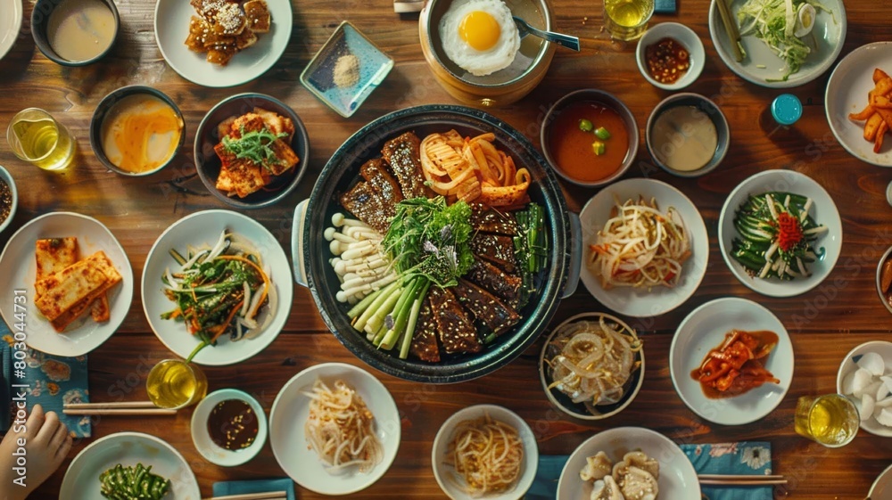 korean food on the table, Generative AI, korean food on the table, Generative AI,