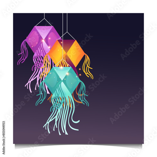 Vesak lantern element vector illustration