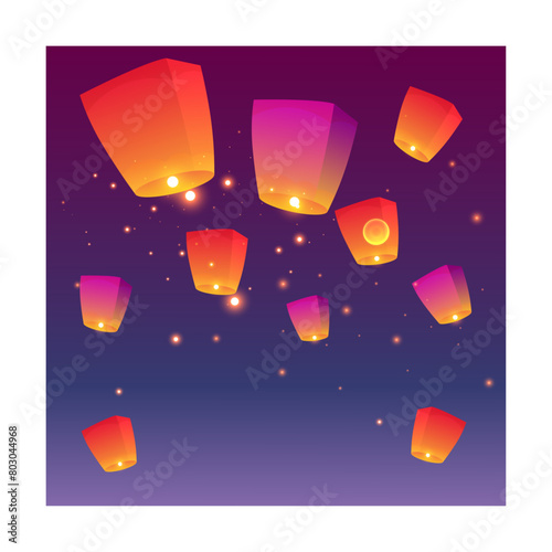 Vesak lantern elements vector illustration
