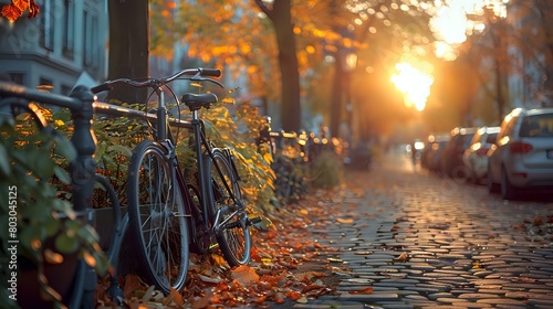 Golden Hour Pause: Bicycle in the Urban Tranquility